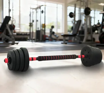 vidaXL 2-u-1 set bučica i olimpijske šipke 30 kg Crna i crvena - Venlo