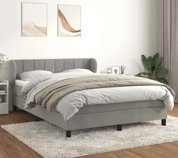 vidaXL Krevet s oprugama i madracem svjetlosivi 140x190 cm baršunasti - Venlo