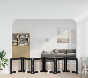 vidaXL Preklopna vrata za pse s postoljem 6 kom. Crni hrast 482 cm - Venlo
