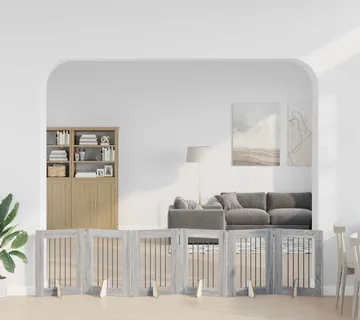 vidaXL Preklopna vrata za pse s postoljem 6 kom. Siva Sonoma 362 cm - Venlo