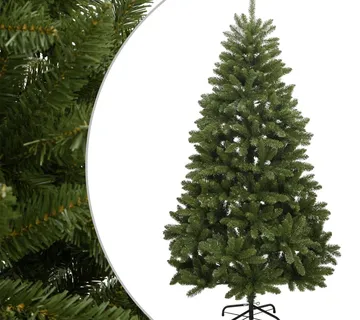 vidaXL Umjetno božićno drvce sa šarkama i stalkom zeleno 210 cm - Venlo