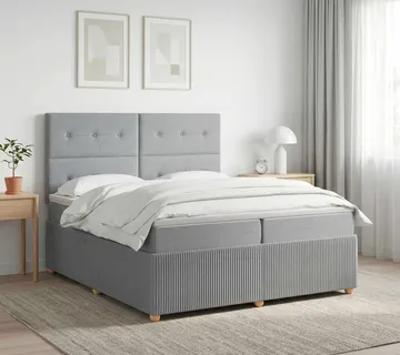 vidaXL Boxspring krevet s madracem Svjetlosiva 200 x 200 cm Tkanina - Venlo