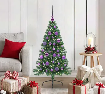 vidaXL Umjetno predsvijetljeno božićno drvce Zelena 120 cm PVC - Venlo