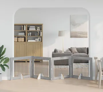 vidaXL Preklopna vrata za pse s postoljem 4 kom. Siva Sonoma 401 cm - Venlo