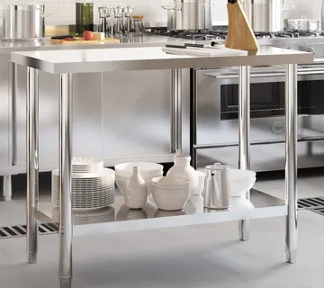 vidaXL Kuhinjski radni stol 110 x 55 x 85 cm od nehrđajućeg čelika - Venlo