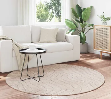 vidaXL Tepih za unutarnju i vanjsku uporabu PALMERAS Bež Ø 120 CM - Venlo