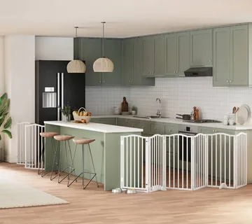 vidaXL Vrata za pse s vratašcima 9 panela sklopiva 450 cm drvo topole - Venlo