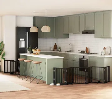 vidaXL Vrata za pse s vratašcima 9 panela sklopiva 450 cm drvo topole - Venlo