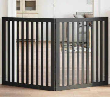 vidaXL Vrata za pse s 2 panela sklopiva crna 160 cm od drva topole - Venlo
