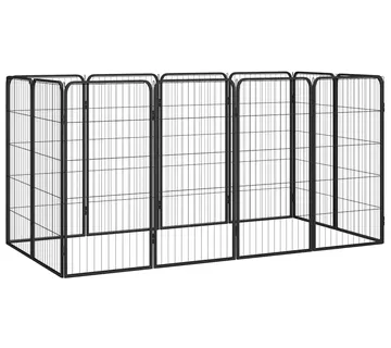 vidaXL Ograda za pse s 12 panela crna 50 x 100 cm čelik obložen prahom - Venlo