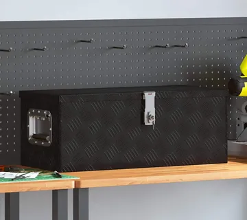 vidaXL Kutija za pohranu crna 70 x 31 x 27 cm aluminijska - Venlo