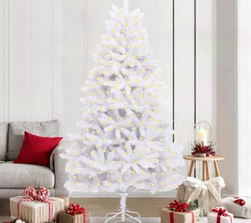 vidaXL Umjetno božićno drvce 300 LED lampica PVC i čelik Bijela - Venlo