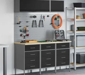 vidaXL Set radnih ormarića s ladicama s pohranom 8 kom. Crna - Venlo