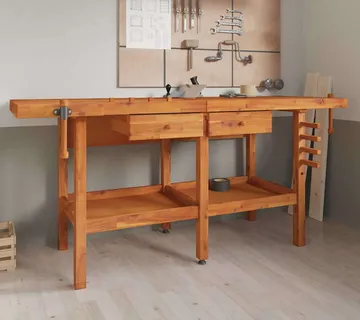 vidaXL Radni stol s ladicama i škripcima 192x62x83 cm od drva bagrema - Venlo