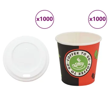vidaXL Papirnate šalice za kavu s poklopcem 1000 kom 4 oz 120 ml - Venlo