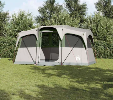vidaXL Obiteljski šator s krovom Bijela i zelena 435 x 255 x 216 cm - Venlo