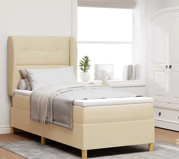 vidaXL Krevet s opruga kutije s uzglavljem Krema 200 x 100 cm tkanina - Venlo