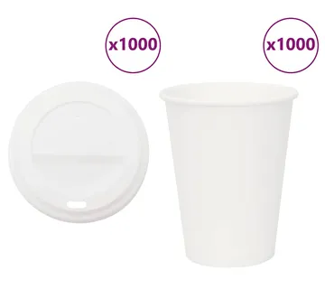 vidaXL papirnate šalice za kavu s poklopcem 1000 kom 12 oz 300 ml - Venlo