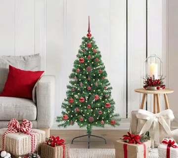 vidaXL Umjetno predsvijetljeno božićno drvce Zelena 120 cm PVC - Venlo