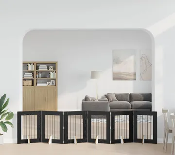 vidaXL Preklopna vrata za pse s postoljem 6 kom. Crni hrast 362 cm - Venlo