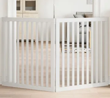 vidaXL Vrata za pse s 2 panela sklopiva bijela 160 cm od drva topole - Venlo