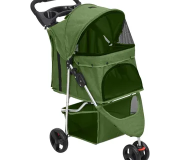 vidaXL Sklopiva kolica za pse zelena 80 x 46 x 98 cm od tkanine oxford - Venlo
