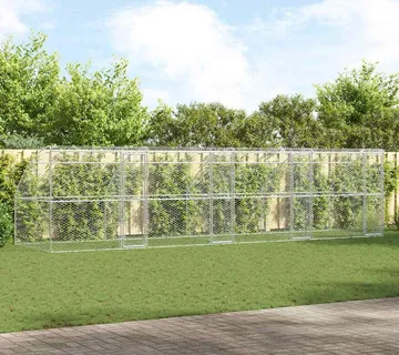 vidaXL Kućica za pse 4 kom. Srebrna 8 x 2 x 2 m Pocinčani čelik - Venlo