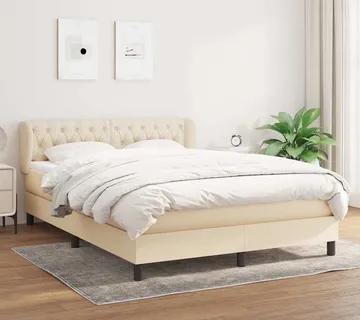 vidaXL Krevet s oprugama i madracem krem 140 x 190 cm od tkanine - Venlo