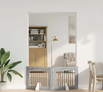 vidaXL Preklopna vrata za pse s postoljem 2 kom. Siva Sonoma 160,5 cm - Venlo