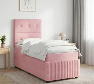 vidaXL Boxspring krevet s madracem Ružičasta 90 x 190 cm Baršun - Venlo