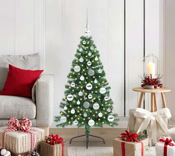 vidaXL Umjetno predsvijetljeno božićno drvce Zelena 120 cm PVC - Venlo