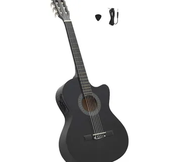 vidaXL Klasična gitara Western s ujednačivačem i 6 žica crna - Venlo