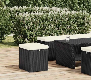 vidaXL Otoman s jastukom crni 40 x 30 x 40 cm od poliratana - Venlo