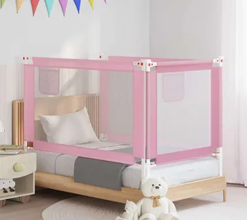 vidaXL Sigurnosna ograda za dječji krevet ružičasta 140x25 cm tkanina - Venlo