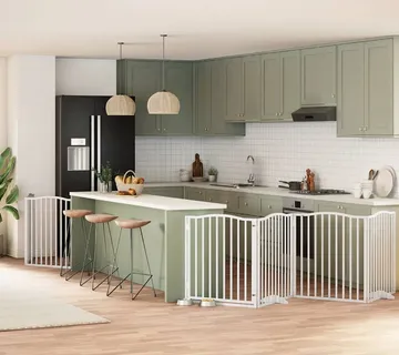 vidaXL Vrata za pse s vratašcima 6 panela sklopiva 480 cm drvo topole - Venlo