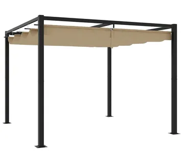 vidaXL Vrtna sjenica s pomičnim krovom smeđesiva 3x3 m čelik - Venlo