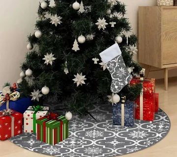 vidaXL Luksuzna podloga za božićno drvce s čarapom siva 90 cm tkanina - Venlo