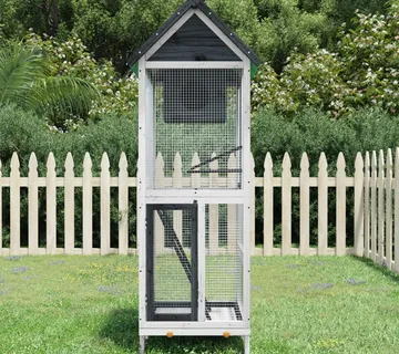 vidaXL Kućica za ptice siva 60 x 58,5 x 160 cm od masivne borovine - Venlo