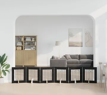vidaXL Preklopna vrata za pse s postoljem 6 kom. Crni hrast 362 cm - Venlo