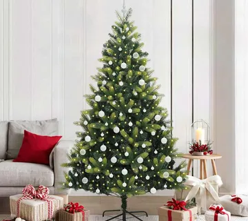 vidaXL Umjetno savitljivo božićno drvce s 300 LED dioda Zelena 210 cm - Venlo