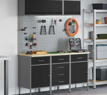 vidaXL Set radnih ormarića s ladicama s pohranom 8 kom. Crna - Venlo