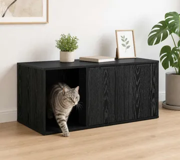 vidaXL Namještaj za kavez za mačke Crni hrast 100 x 49 x 45 cm - Venlo