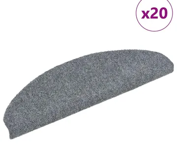 vidaXL Prostirke za stepenice, samoljepljive, 20 kom., 65x21x4 cm, svijetlo sive, poluokrugle, velike - Venlo