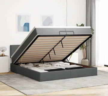 vidaXL Otomanski krevet s madracem tamnosivi 200x200 cm od tkanine - Venlo