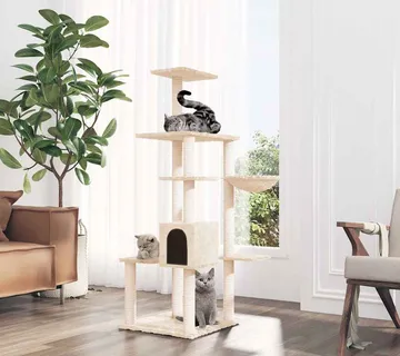 vidaXL Penjalica za mačke sa stupovima za grebanje krem 142 cm - Venlo