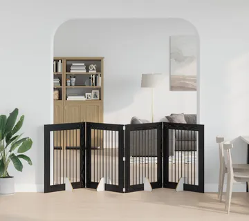 vidaXL Preklopna vrata za pse s postoljem 4 kom. Crni hrast 321 cm - Venlo