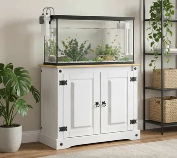 vidaXL Stalak za akvarij CORONA Bijela i smeđa 81,5 x 37 x 73 cm - Venlo