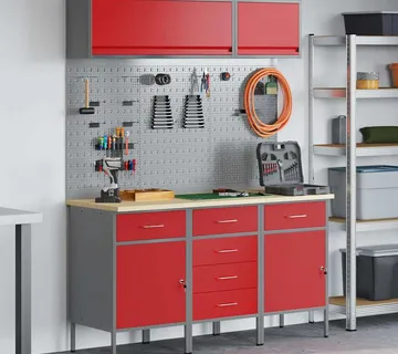 vidaXL Set radnih ormarića s ladicama s pohranom 8 kom. Crvena - Venlo