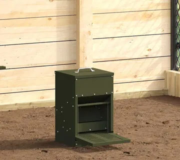 vidaXL Feeder s nogom za piliće Maslinasto zelena 25 x 42 x 40 cm 4 kg - Venlo