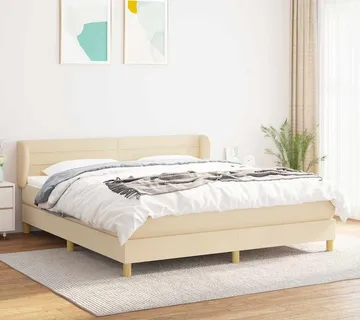 vidaXL Krevet s oprugama i madracem krem 180x200 cm od tkanine - Venlo